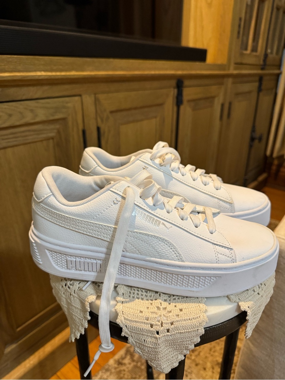 Puma Women's All-White Platform Sneakers
